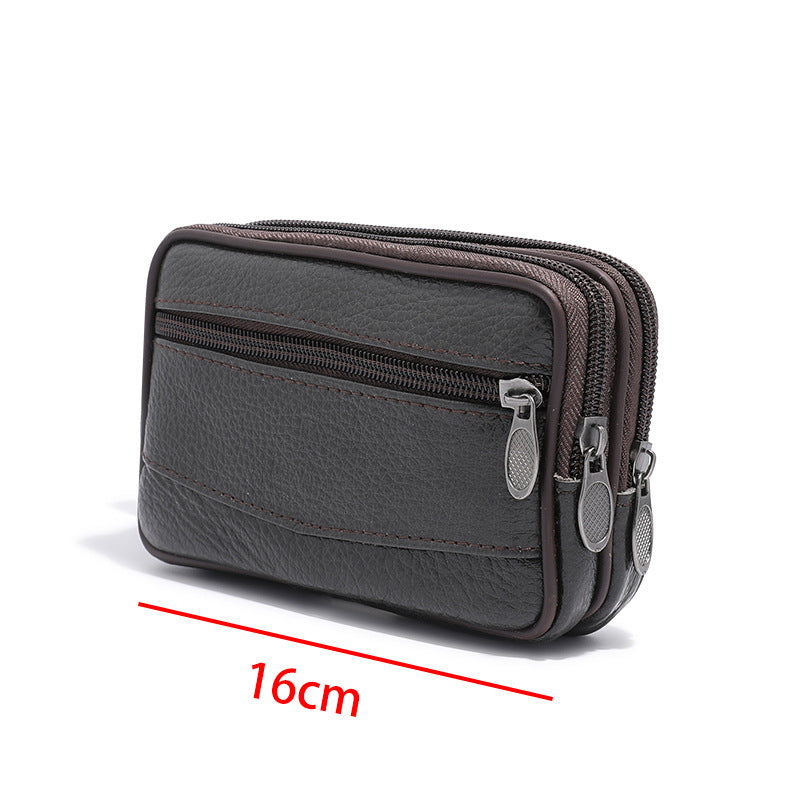 Men's Genuine Leather Hanging Construction Site Work Phone Bags