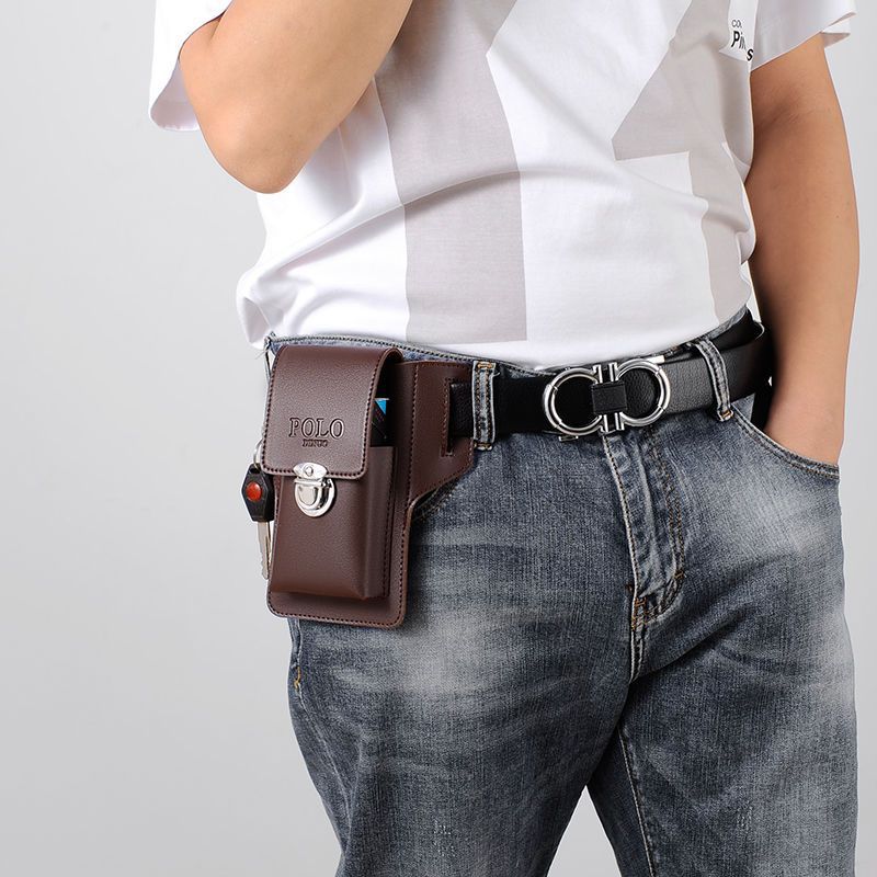 Men's Site Work Leather Can Hold Cigarette Hanging Phone Bags