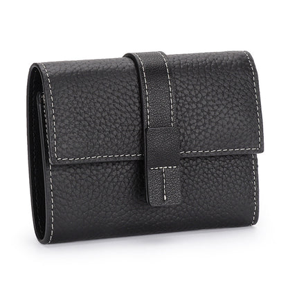 Women's Full Leather Short Trifold Large Capacity Zipper Ladies Wallets