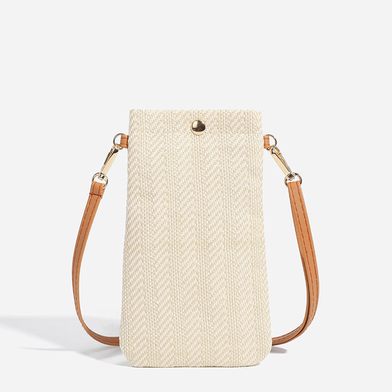 Women's Summer Beach Woven Vertical Mobile Straw Bags