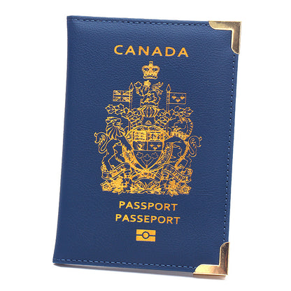 Paquet d'identification doré pour passeport canadien en cuir avec quincaillerie fine