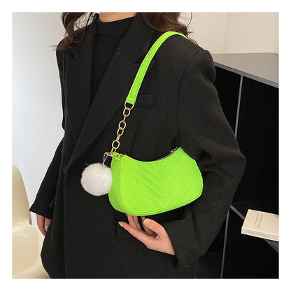 Women's Trendy Fur Ball Fresh Retro Graceful Shoulder Bags