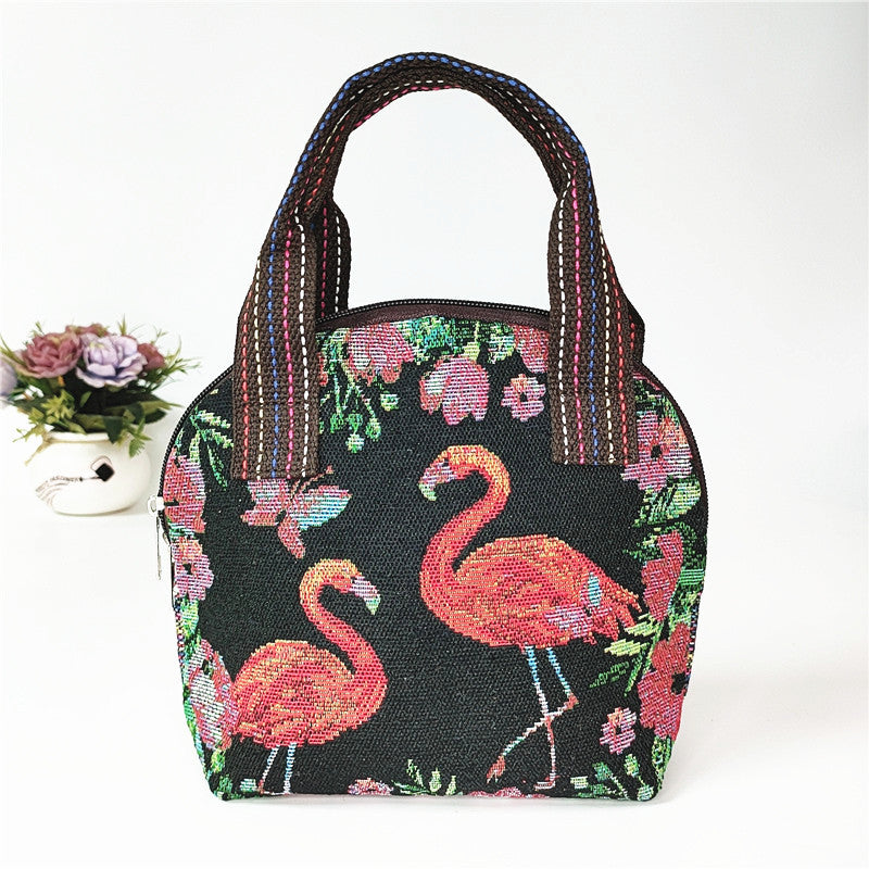 Canvas Embroidered Shell Shape Small Mobile Change Grocery Handbags