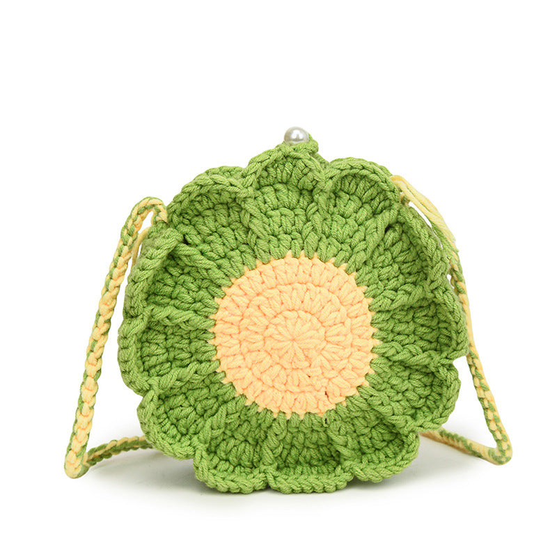 Women's Crocheted Fresh Sweet Contrast Color Cute Shoulder Bags