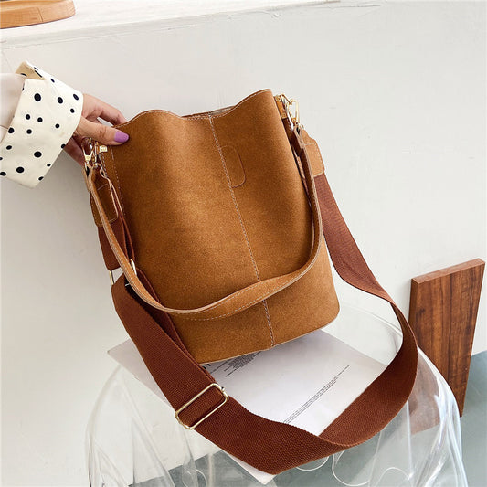 Women's Simple Portable Cover Frosted Fabric Retro Shoulder Bags