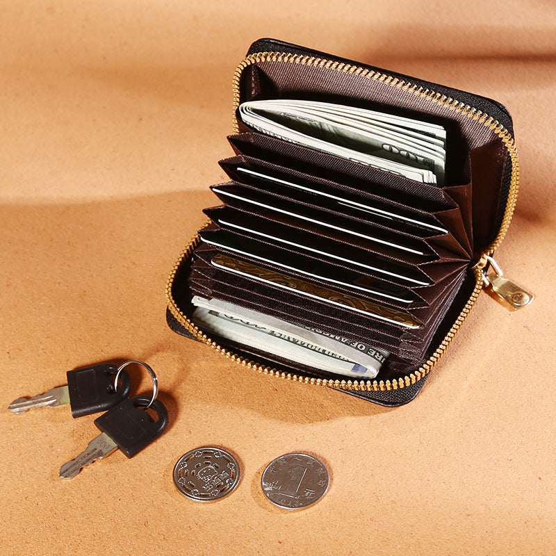 Women's High Quality Leather Expanding Swiping Ladies Wallets