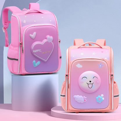 Spaceman Unicorn Love Smiley Face Integrated Elementary School Students' Schoolbags