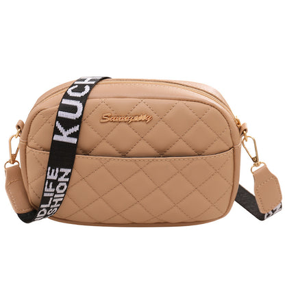 Women's Fashion Rhombus Embroidered Strap Letter Printing Crossbody Bags