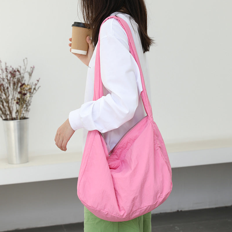 Women's Korean Style Nylon Simple Fashion Solid Color Fresh Crossbody Bags