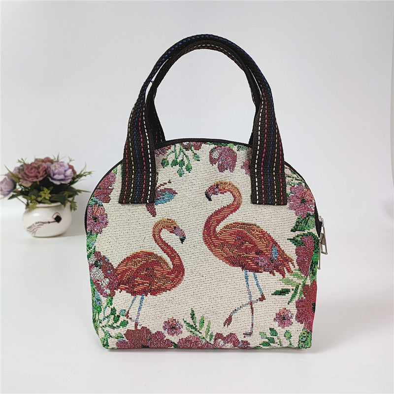 Canvas Embroidered Shell Shape Small Mobile Change Grocery Handbags