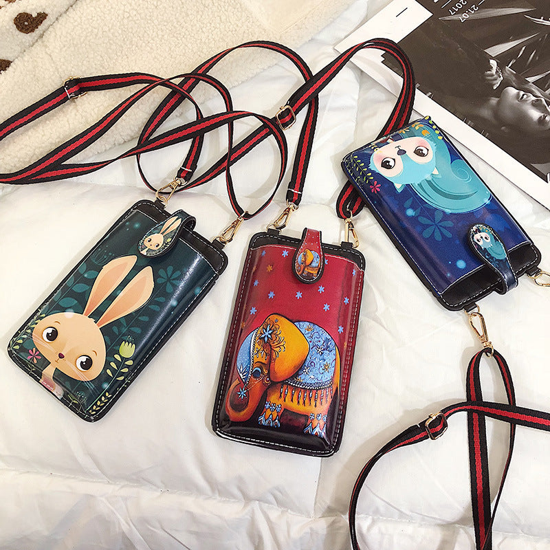 Women's Style Printed Cartoon Mobile Vertical Phone Bags