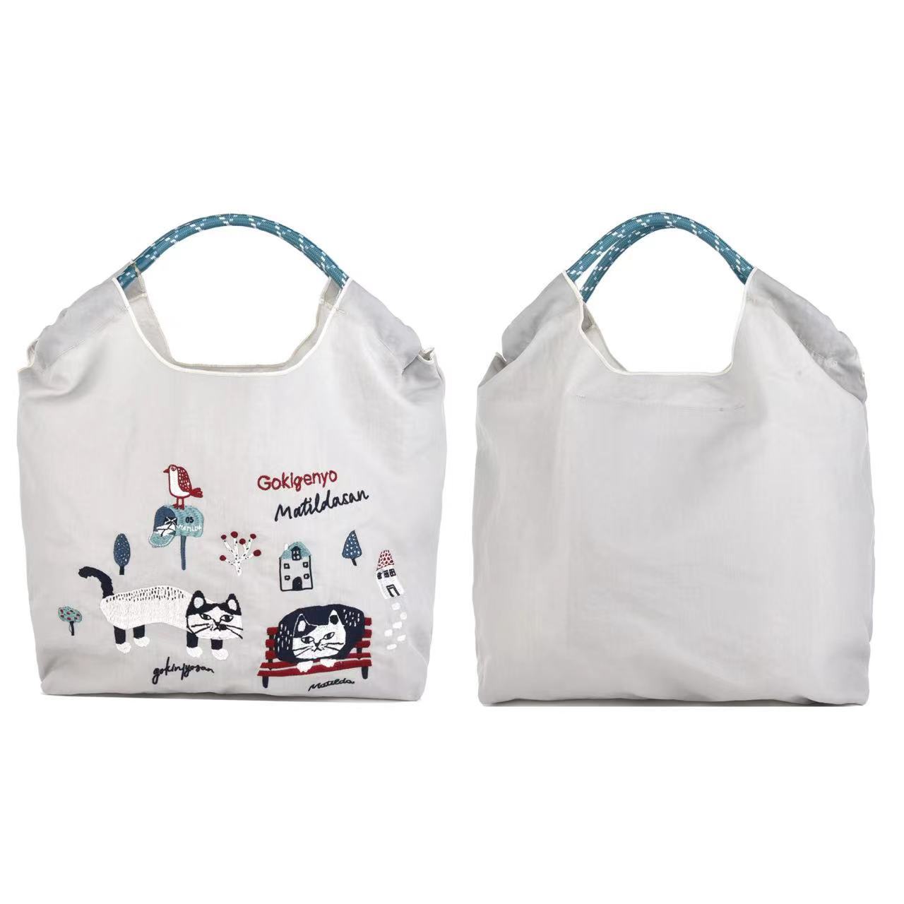 Embroidered Shopping Nylon Environmental Protection Commuter Shoulder Bags