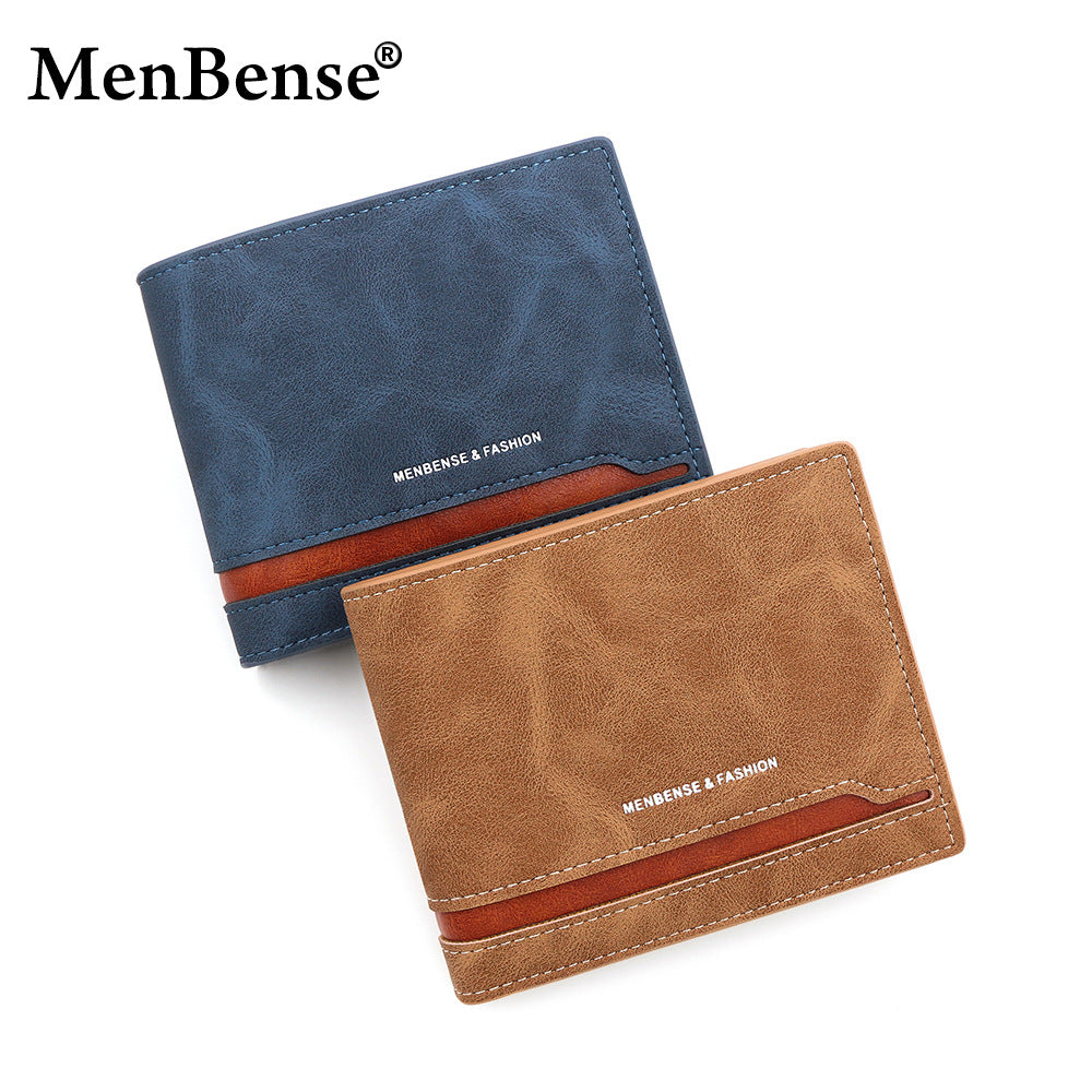 Men's Retro Patchwork Contrast Color Horizontal Version Men's Wallets