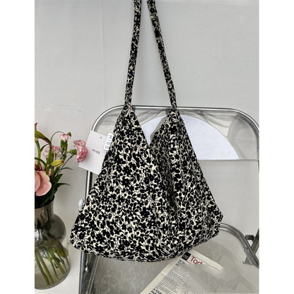 Leopard Print Floral Canvas Female White Shoulder Bags