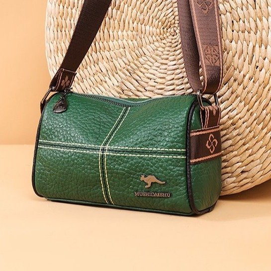 Women's Wide Strap Small Square Toe Cap Layer Handbags