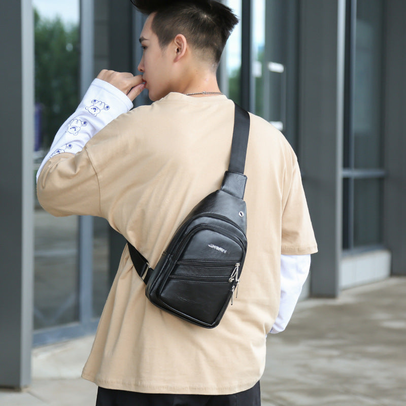 Sac banane multifonctionnel en cuir coréen pour homme