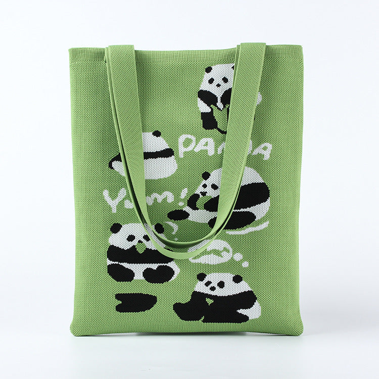 Sac fourre-tout en tricot tendance pour femme en forme de panda pour sacs à bandoulière