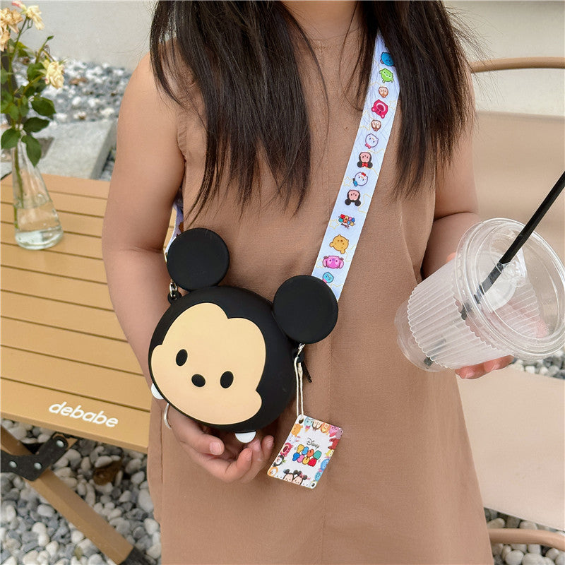 Cute Minnie Mickey Cartoon Silicone Mobile Children's Shoulder Bags