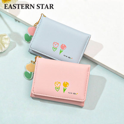 Women's Cute Cartoon Folding Korean Style Three Ladies Wallets