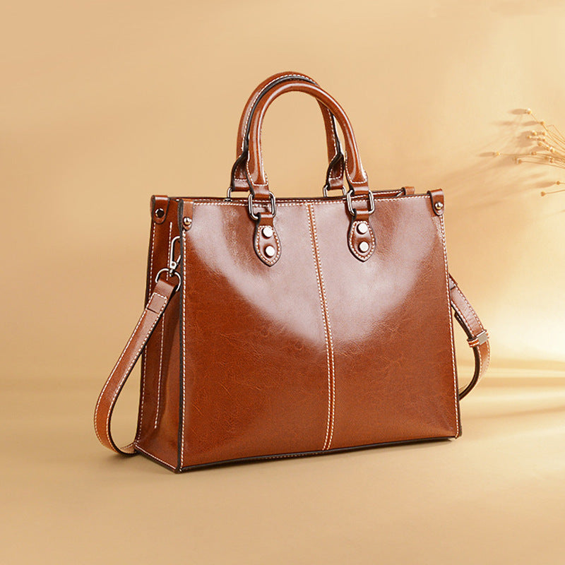 Women's Cool Trendy Leather Cowhide Retro Handbags