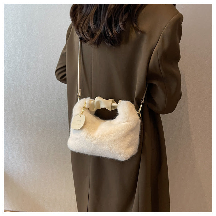 Glamorous High-grade Mink Fur Pleated Underarm Shoulder Bags