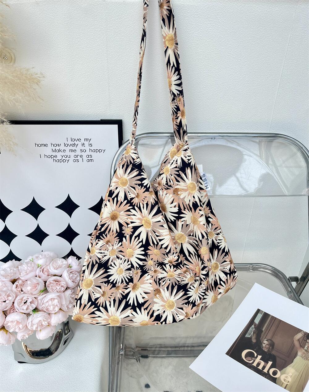 Leopard Print Floral Canvas Female White Shoulder Bags