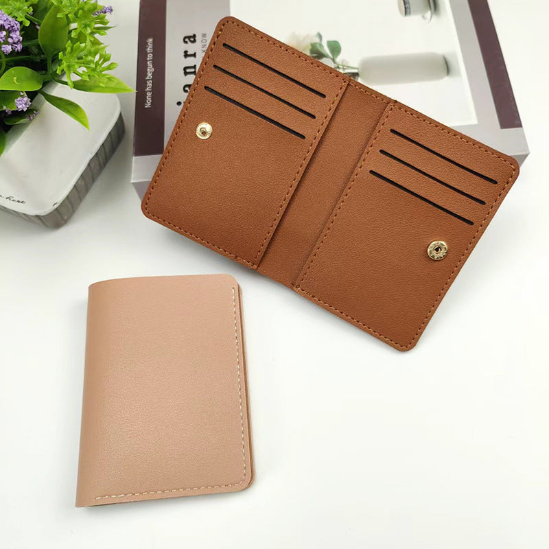 Women's Glossy Small Short With Buttons Two Fold Simple Driving Ladies Wallets