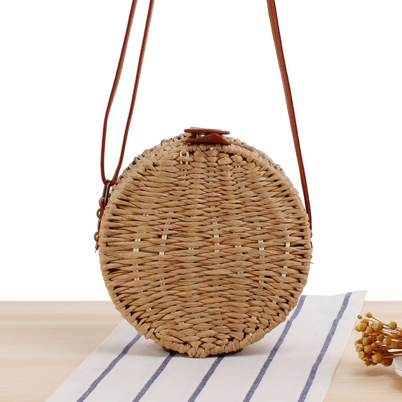 Women's Round One Woven Beach Mori Style Crossbody Bags