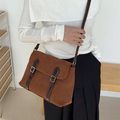 Women's Korean Style Niche Suede Retro Document Crossbody Bags