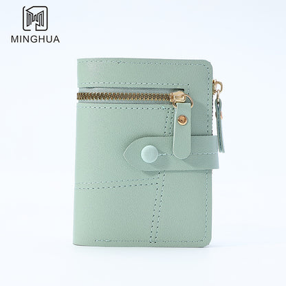 Women's Button Solid Color Thin Short Purses