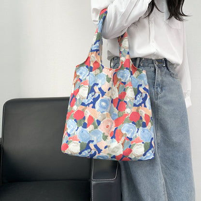 Large Capacity Fashionable Floral Canvas Portable Shoulder Bags