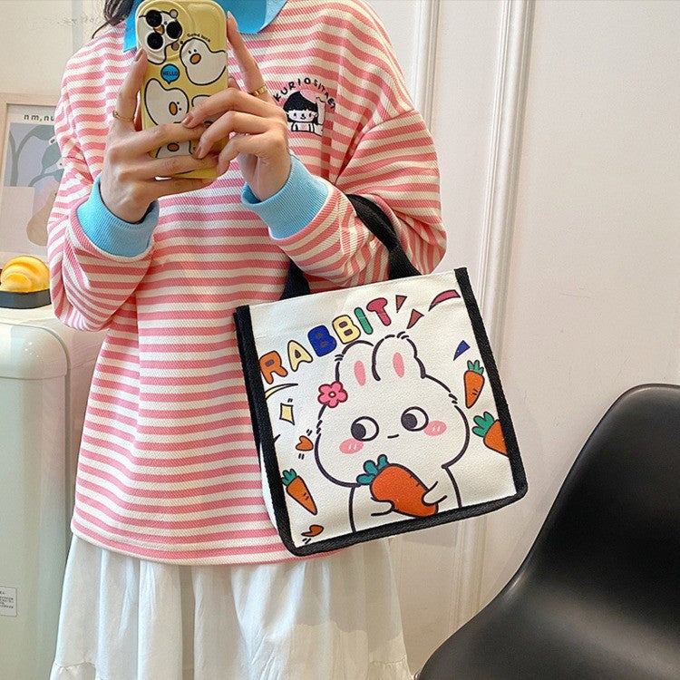 Bunny Printed Canvas Cartoon Young Tuition Handbags