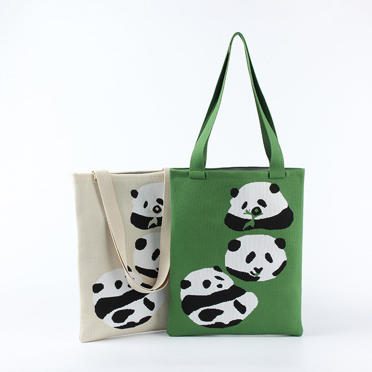 Sac fourre-tout en tricot tendance pour femme en forme de panda pour sacs à bandoulière