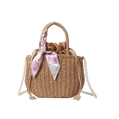 Woven Gentle Stylish Elegant Straw Scarf Summer Handbags