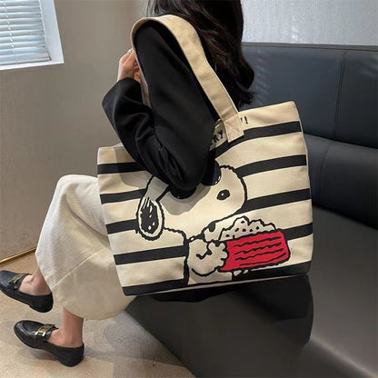 Women's Snoopy Printed Canvas Large Capacity Underarm Shoulder Bags