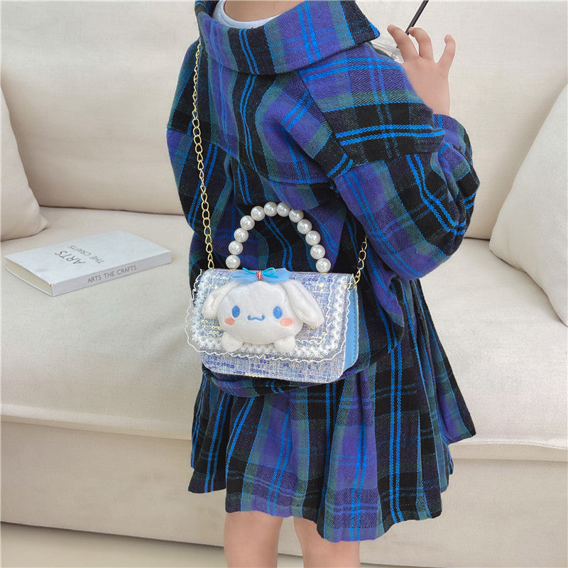 Children's Pearl Tote Cotton Linen Mini Small Children's Shoulder Bags