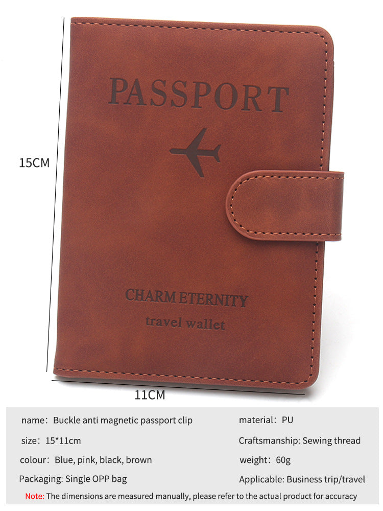 Pochette pour passeport magnétique à plusieurs compartiments en cuir pour carte d'identité