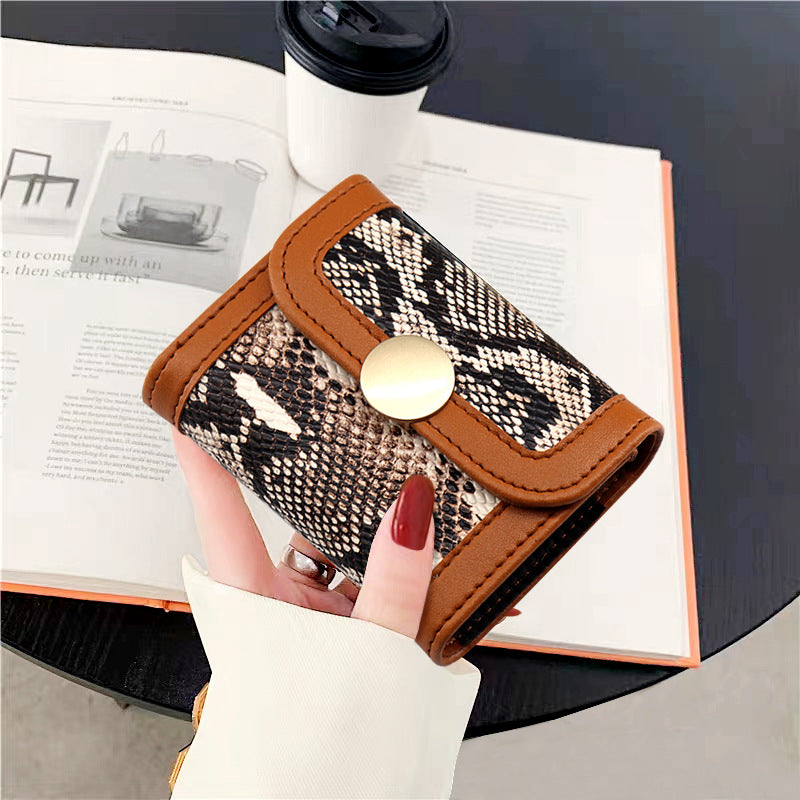 Women's Snake Pattern Flip Expanding Classic Retro Small Large Ladies Wallets