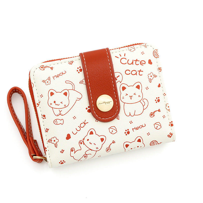 Women's Simple Cute Kitten Style Pocket Portable Ladies Wallets