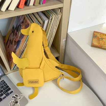 Duck Cartoon Cute Canvas Minimalism Slanted Shoulder Bags