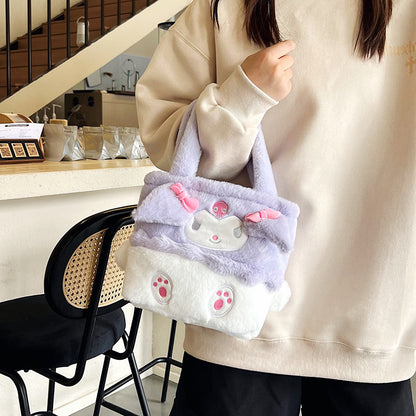 Children's Cute Big Ear Dog Furry Hand Children's Shoulder Bags