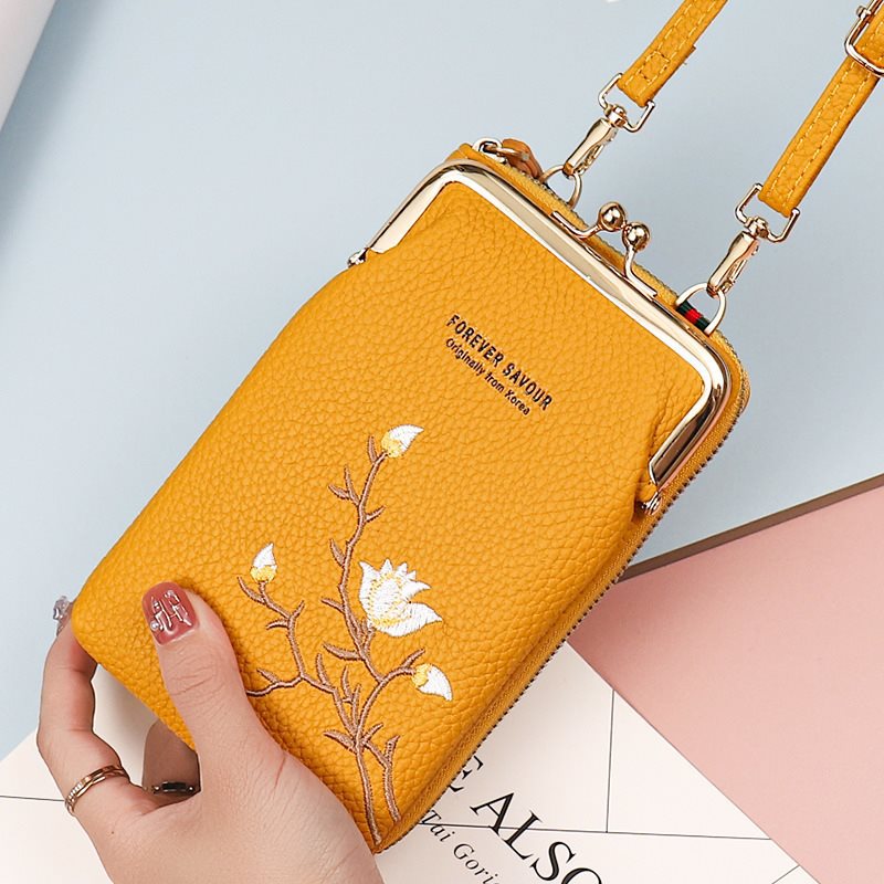 Petits sacs pour téléphone portable avec broderie florale intégrée pour femmes