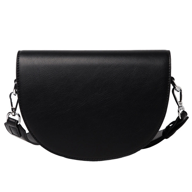 Women's Female Fashion Solid Color Retro Saddle Shoulder Bags