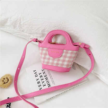 Children's Korean Western Style Fashion Mini Plaid Children's Shoulder Bags