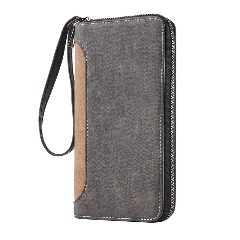 Men's Long Clutch Zipper Frosted Texture Fashion Men's Wallets