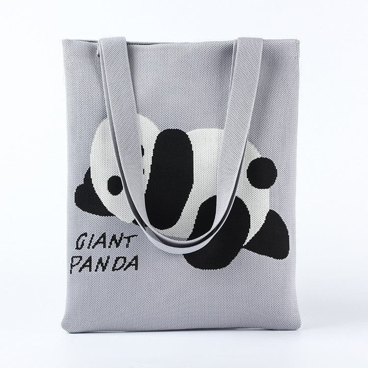 Sac fourre-tout en tricot tendance pour femme en forme de panda pour sacs à bandoulière