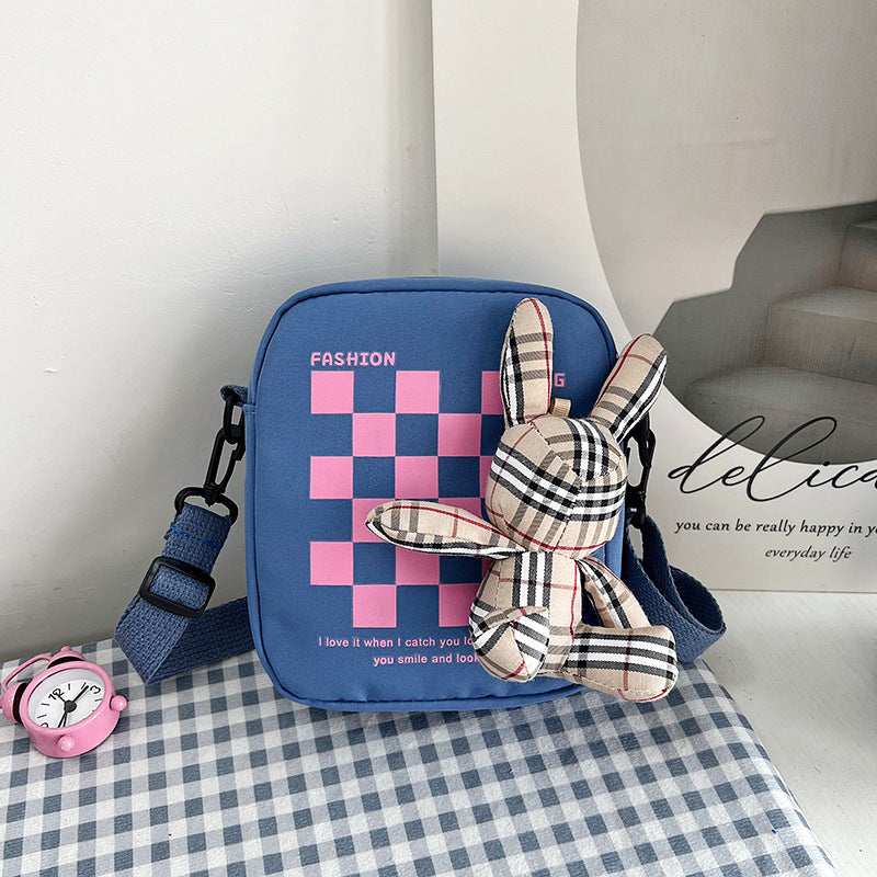 Women's Fashion Nylon Cute Rabbit Female Plaid Shoulder Bags