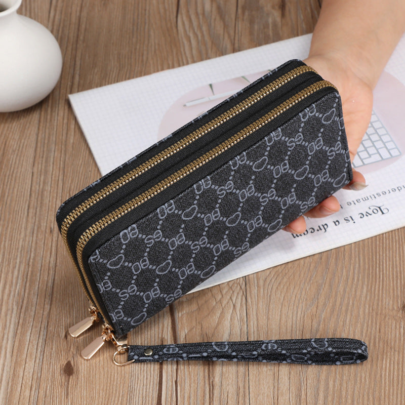 Portefeuilles à fermeture éclair multifonctions pour femmes, pochette longue pour téléphone portable