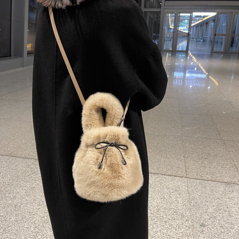 Women's Plush Korean Style Fashion Portable Simple Shoulder Bags