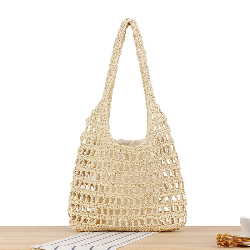 French Style Large Capacity Straw Simple Underarm Seaside Shoulder Bags